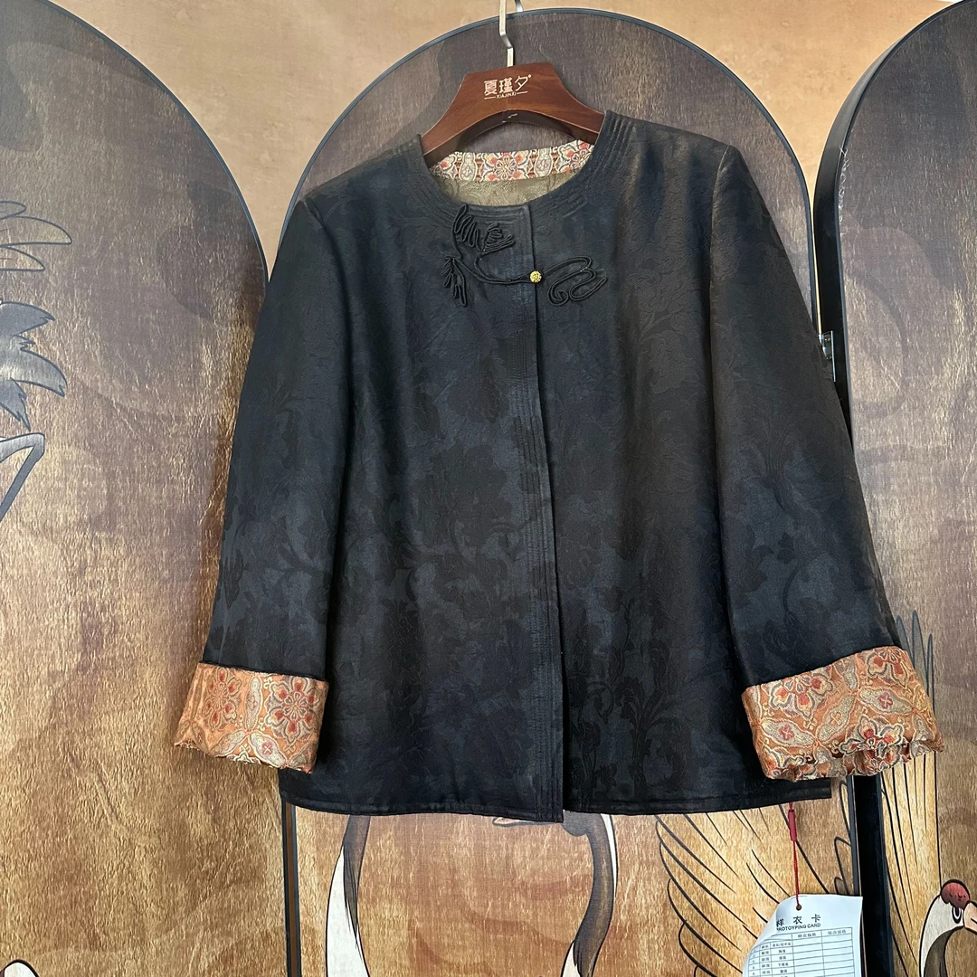 新中式国风春秋圆领长袖复古 百搭 气质外套上衣114245 棉55