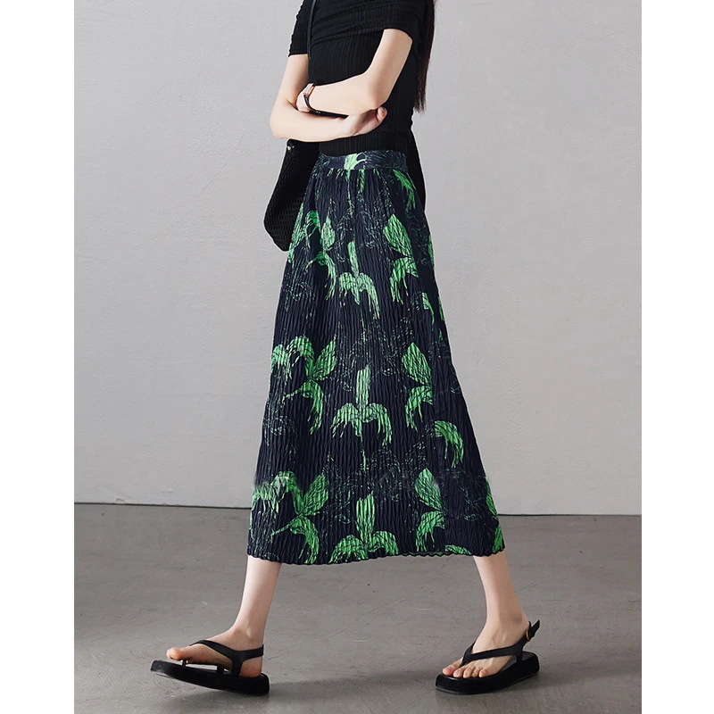 百褶裙（裙脚开叉）半身裙女夏季新款显瘦小众开叉褶皱百褶裙