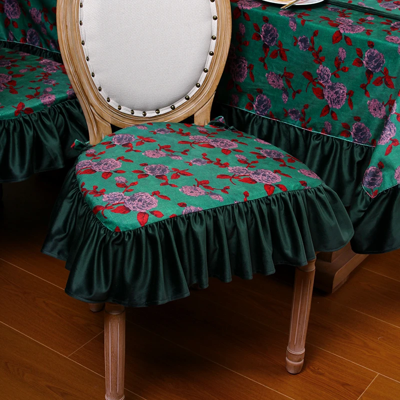 美式餐椅垫布艺坐垫复古玫瑰花椅子垫加厚防滑四季款椅垫子可定制