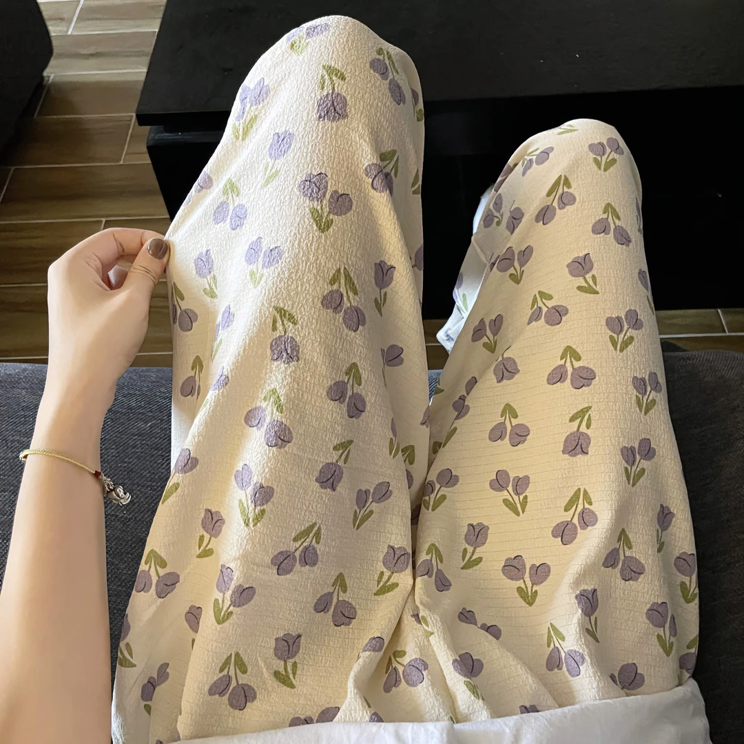 ins甜美少女遛弯裤长裤春秋薄款宽松睡裤舒适休闲懒人裤居家裤子