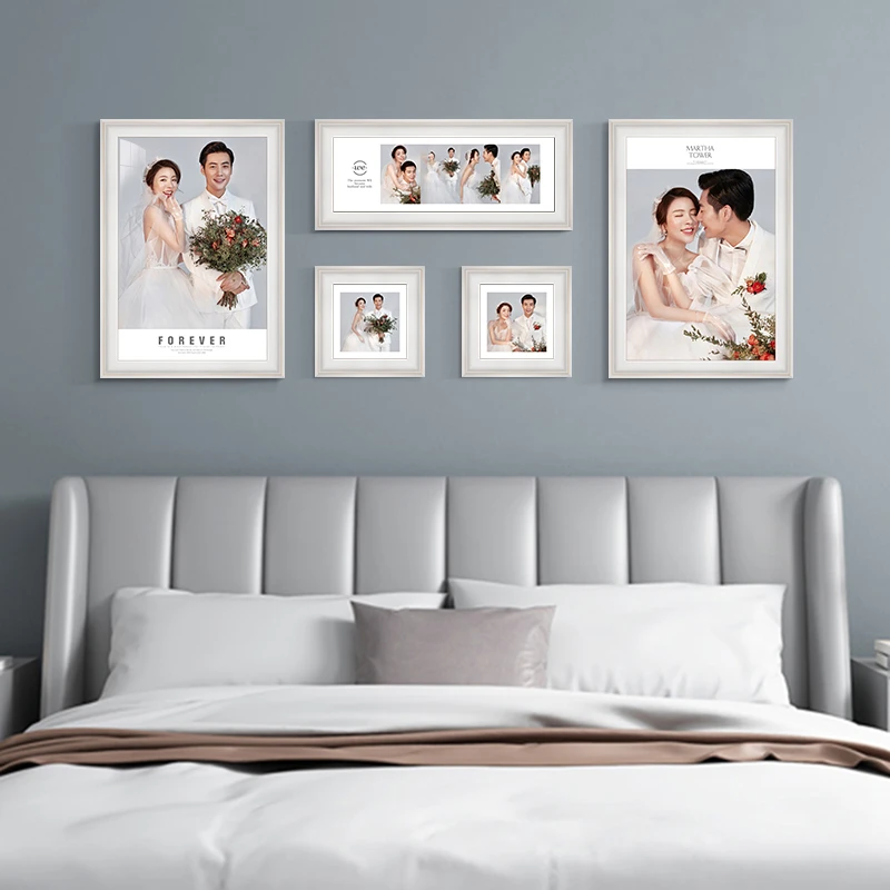 【花好月圆】30寸相框影楼5组合   婚纱照相框结婚照放大挂墙洗照片