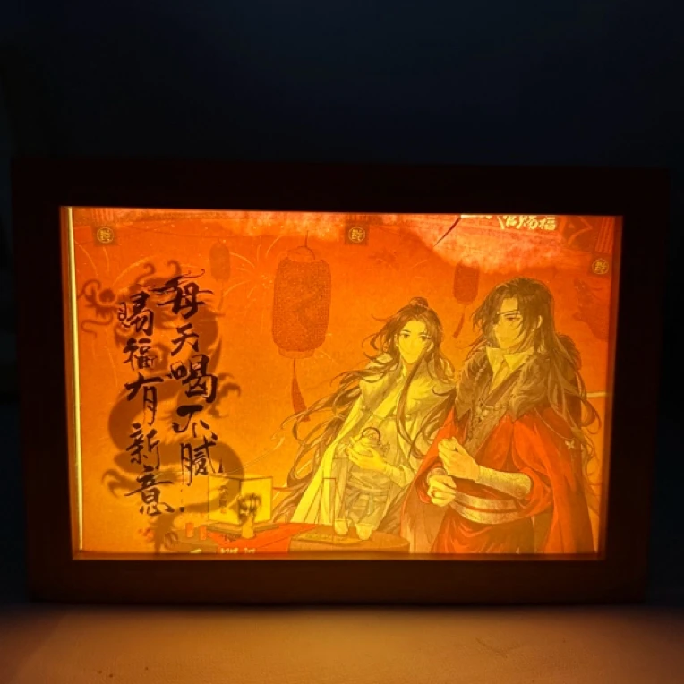 树叶雕刻灯光相框人物照片剪纸装裱摆台植物树叶标本框送女友礼物