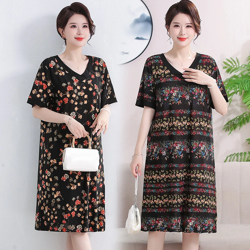 120斤-240斤特大码胖妈妈高品质连衣裙中老年加大码显瘦时尚裙子