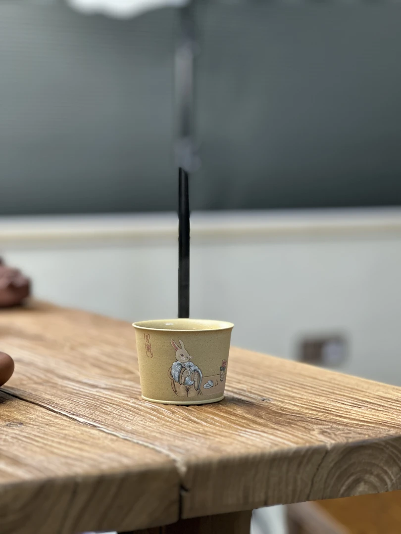 【予福】 本山绿泥主人杯 手工泥绘