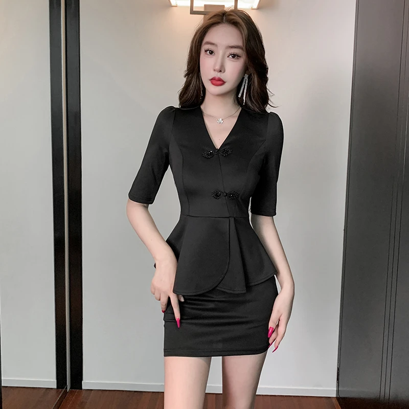 2023新款足浴技师工作服气质高端养生师遮肚子工服spa足疗套装裙