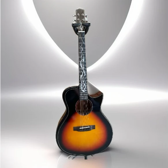 41寸尖角带大圆边靠手全单吉他日落色民谣吉他