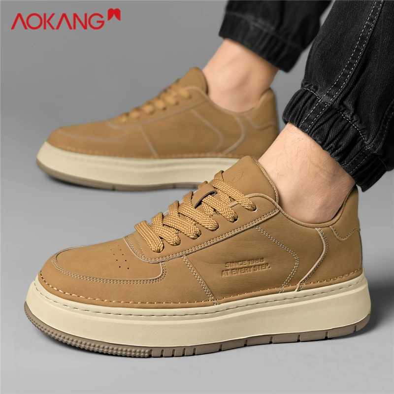 Aokang/奥康2025夏季新款男士百搭厚底时尚防滑休闲低帮板鞋潮鞋