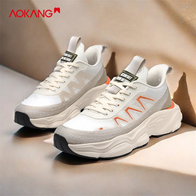 Aokang/奥康秋冬网面老爹鞋男士厚底休闲运动潮鞋百搭软底跑步鞋