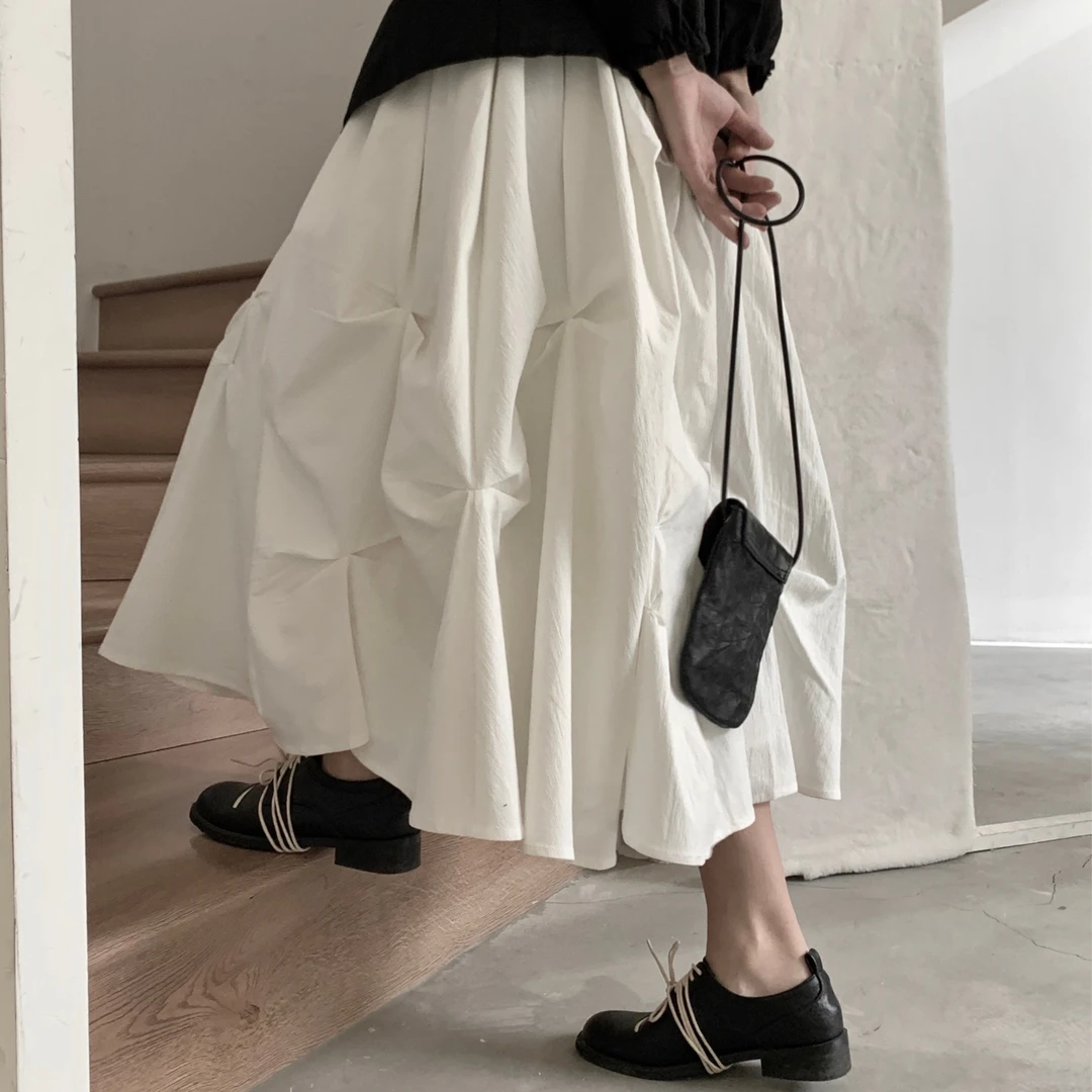 【晚李自制】春秋重工艺款捏褶设计半身裙