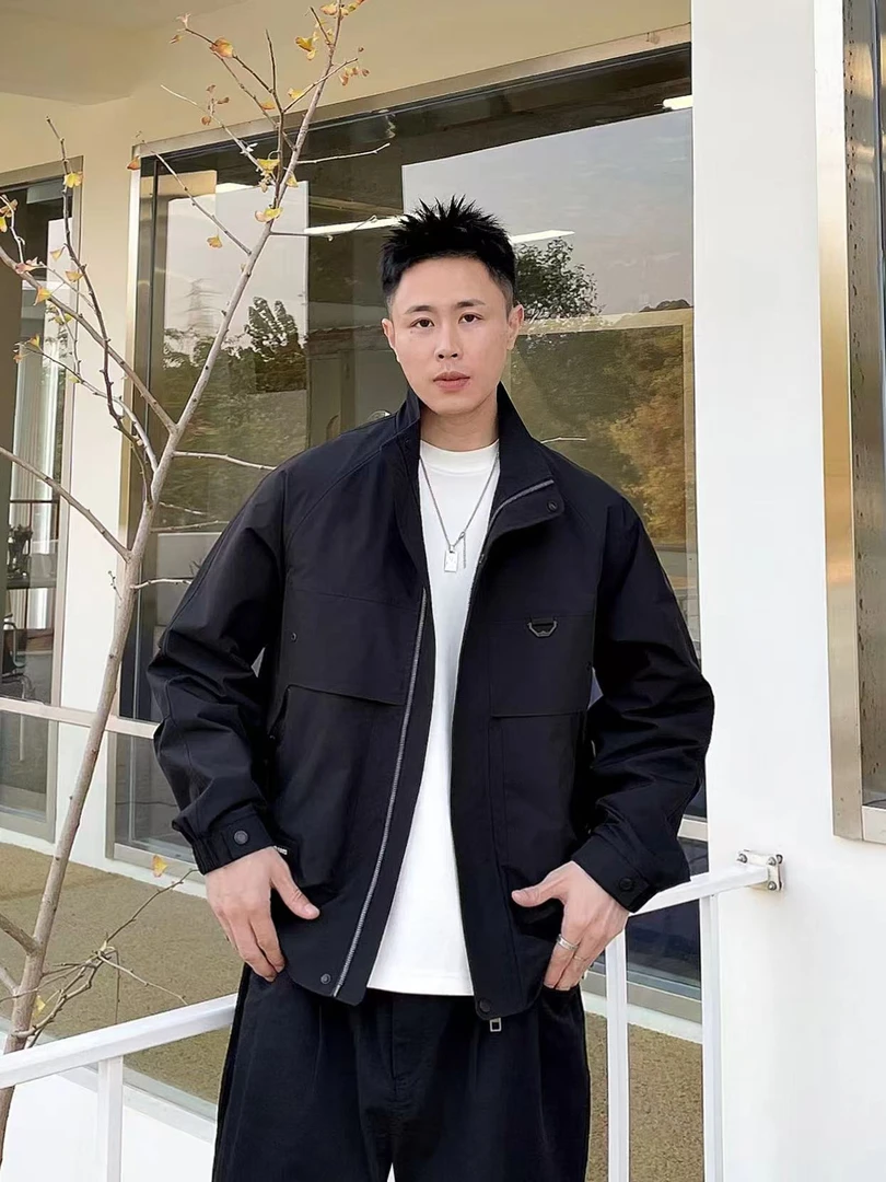 【观潮甄选$品质好货】s302黑色立领百搭时尚秋冬帅气男士衬衫外套