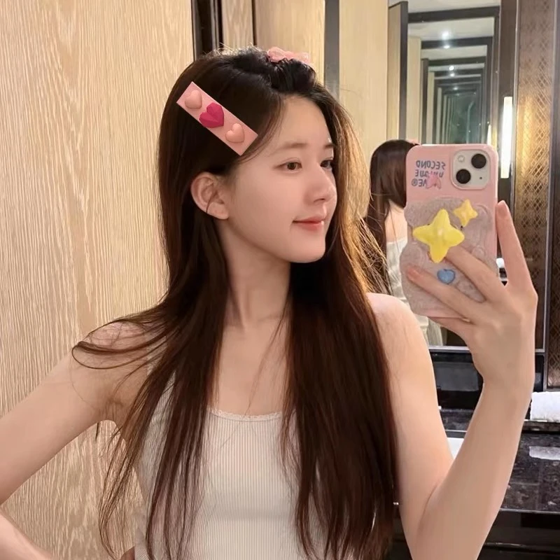 E0210  露思姐姐 少女粉爱心笑脸bb夹  彩色发夹