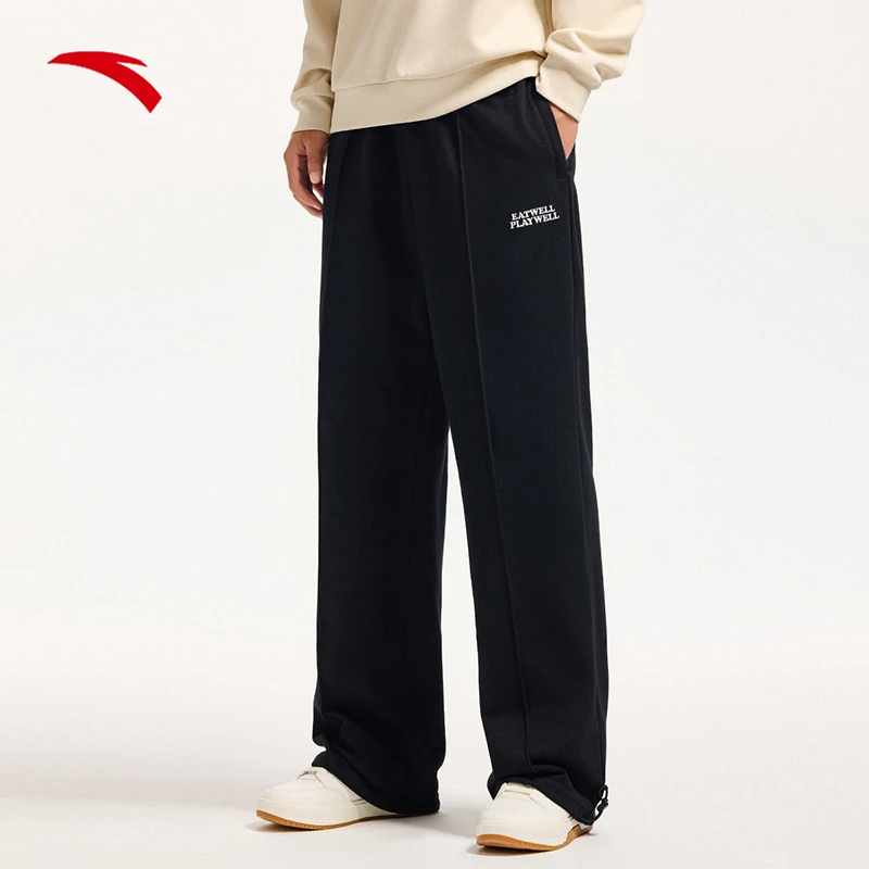 安踏卫裤男女同款2024冬季新款篮球裤抽绳阔腿休闲针织运动长裤A