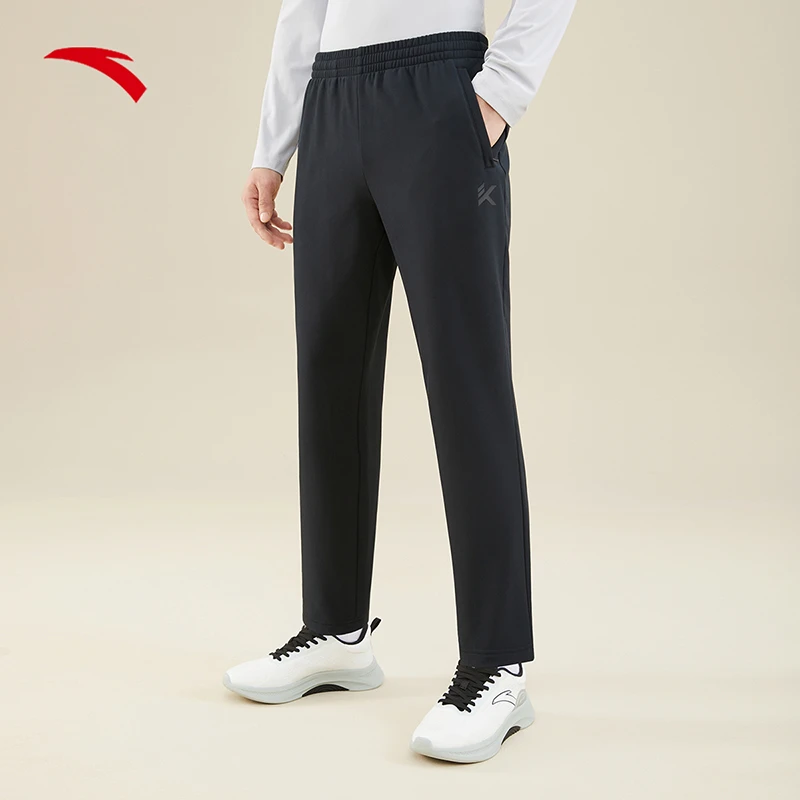 【董先生专享】安踏KT梭织运动长裤男秋季新款黑色休闲裤95234150