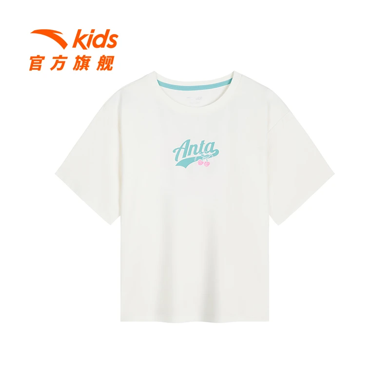安踏儿童针织短袖衫24年夏季新款女童尤莱特吸汗速干百搭款短袖