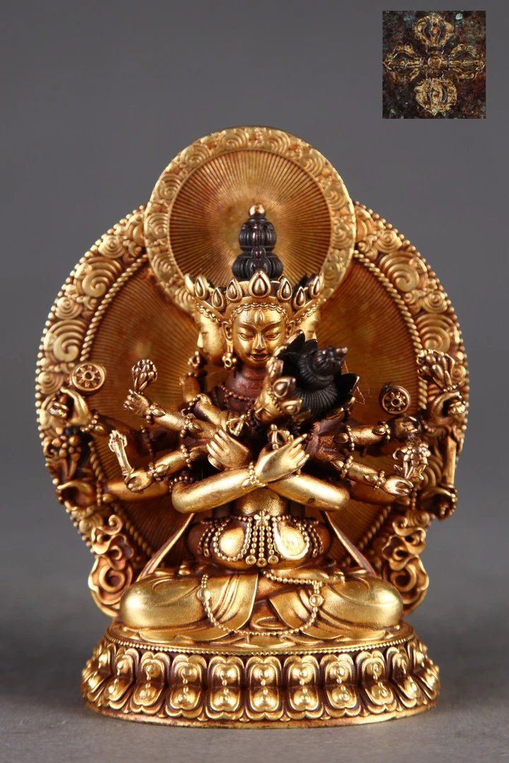 紫铜鎏金密集金刚铜居家玄关办公室书房摆件礼品铜