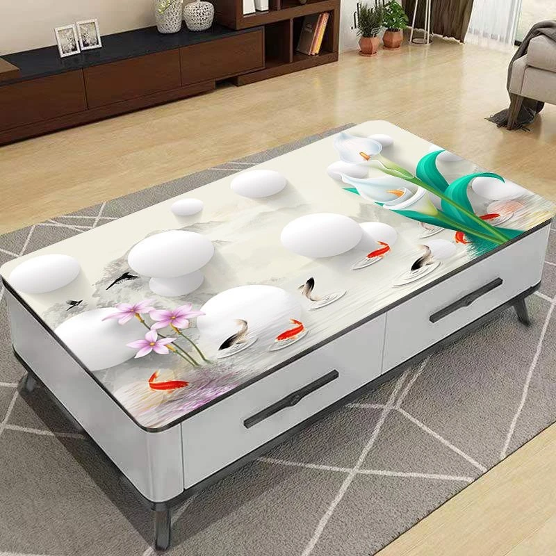 3D立体桌布防水防油防烫免洗耐脏ins北欧田园风PVC长方形茶几桌布