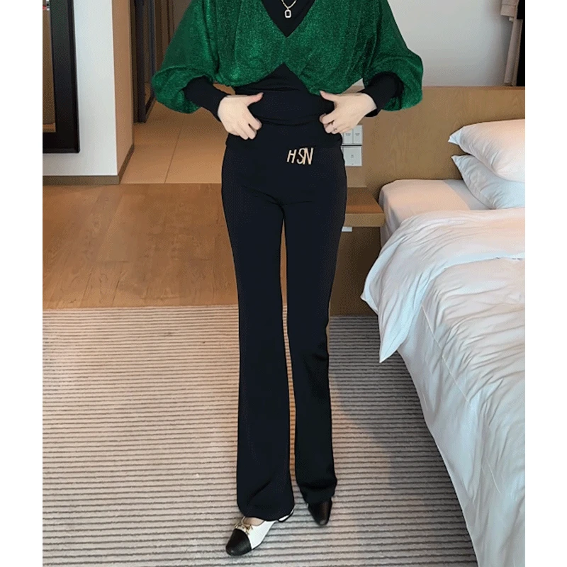 起素品牌 春季新款小个子女弹力紧身百搭时尚黑色休闲裤 5598