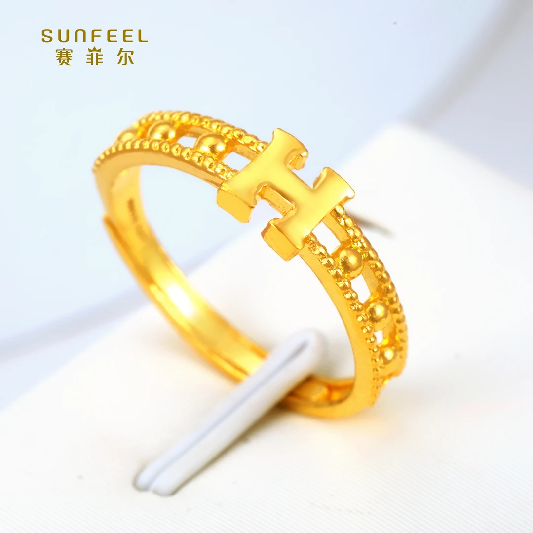 SUNFEEL/赛菲尔【二十四店】足金999.9精炫金字母戒指HJ22020524