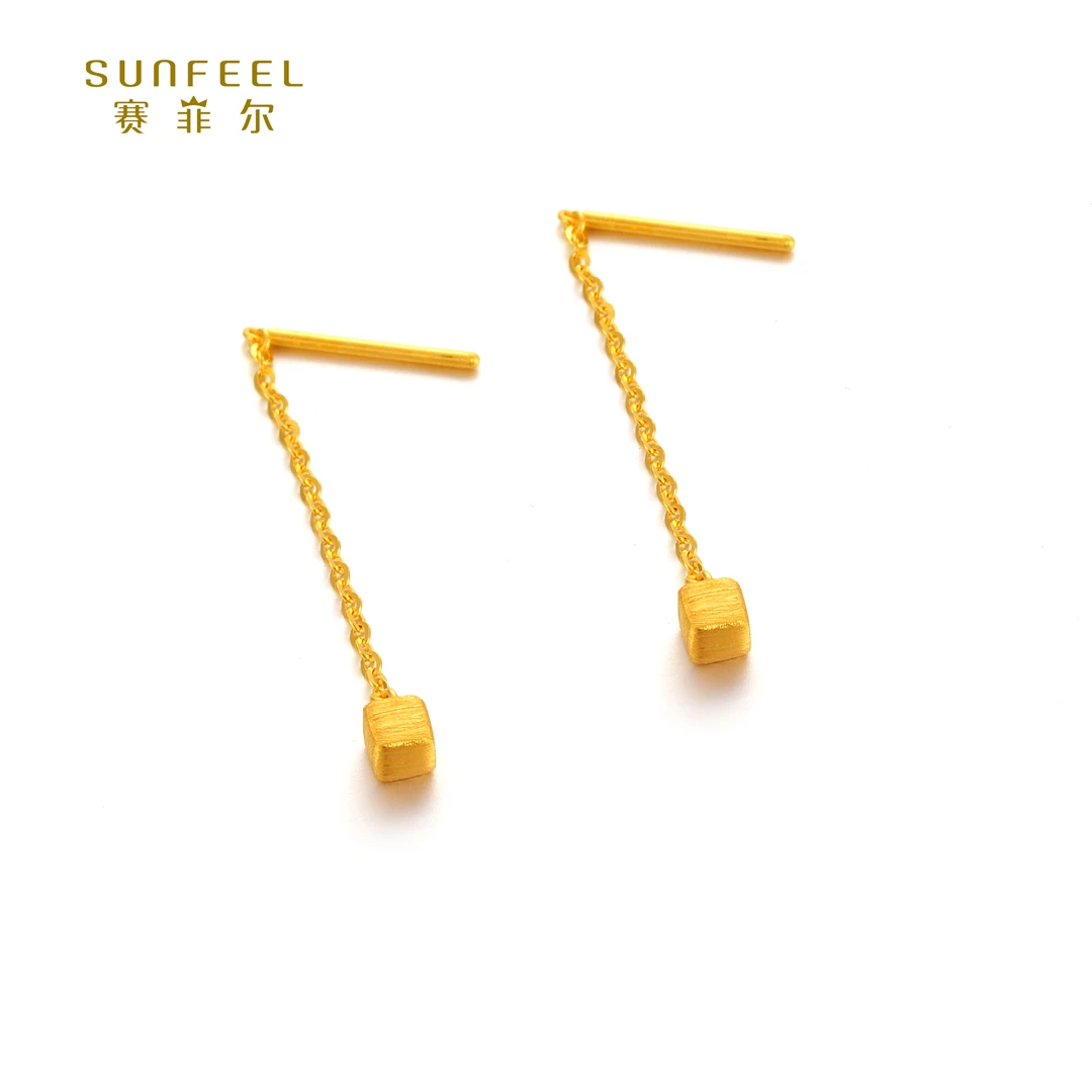 SUNFEEL/赛菲尔【二十三店】足金5G小方糖艺术耳线5GE00538