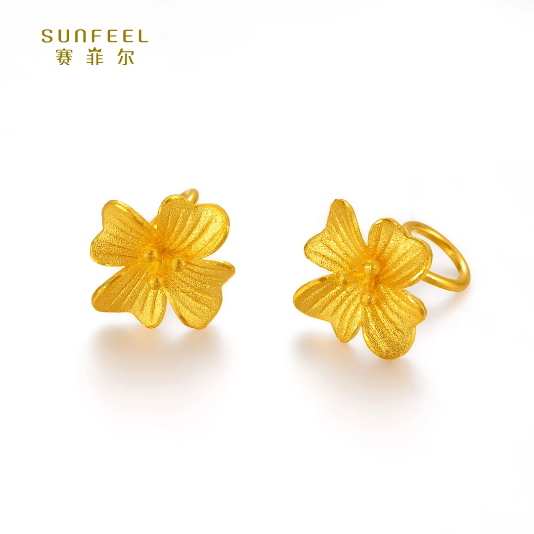 SUNFEEL/赛菲尔【三十一店】足金东方花悦艺术耳钉HR49010789