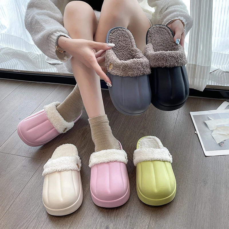 秋冬季南瓜款棉拖鞋女可外穿加绒室内保暖厚底冬天防滑棉鞋