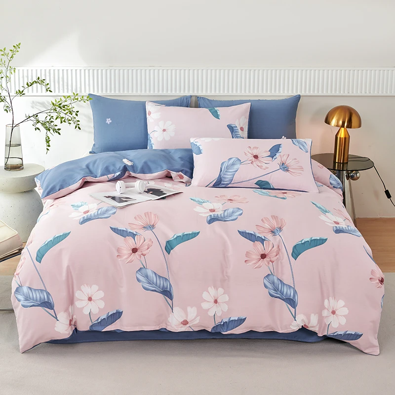 25年新款百分百全棉活性印染磨毛四件套YF009M床上用品床单