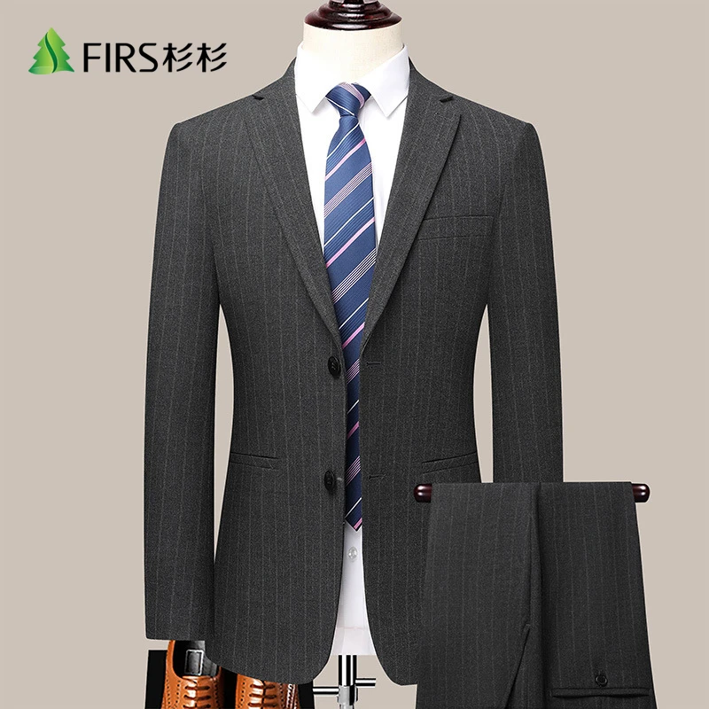 【两件套】杉杉仿毛料婚礼西服套装商务装男士西装厚款职业西服套西