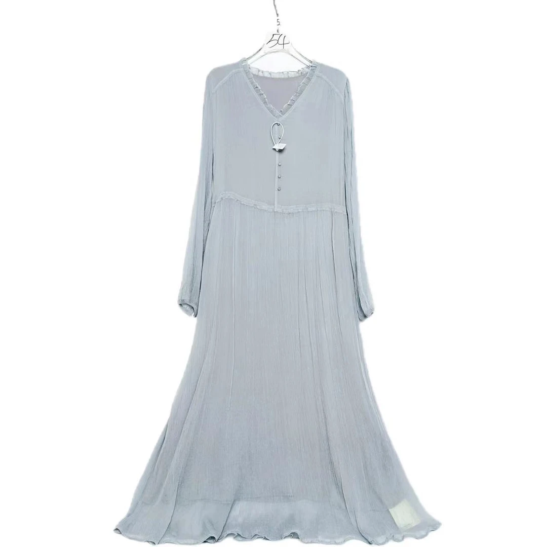 【2024-林姐真丝】手绘花色桑蚕丝连衣裙Y23Q9286-11