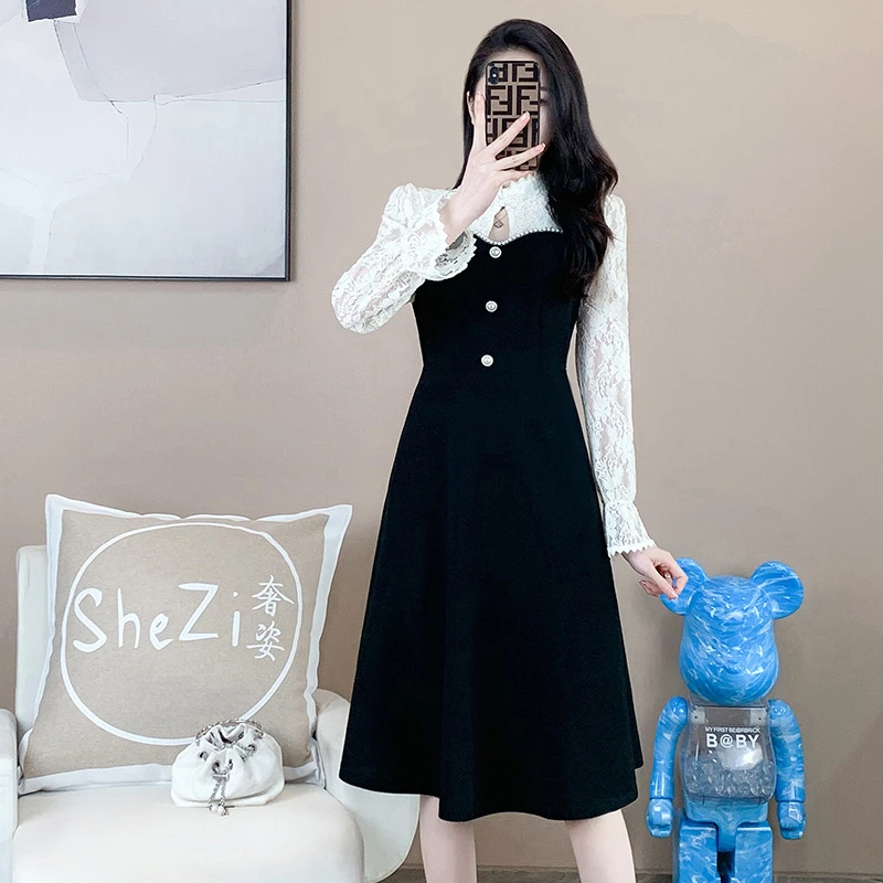 奢姿【】大码时尚圆领法式宫廷风连衣裙9931852571