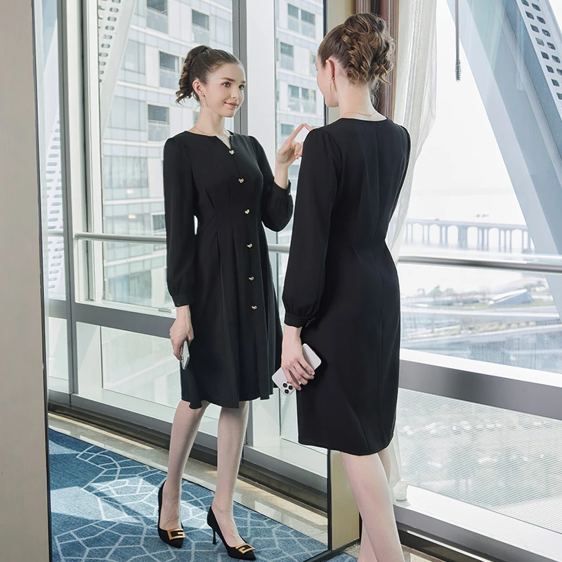 奢姿2025年秋季新款大码女装气质优雅裙子胖妹妹简约时尚连衣裙