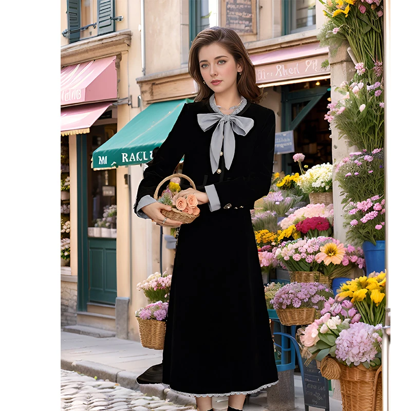 奢姿大码女装2025冬季减龄蝴蝶结系带领两件套胖妹妹时尚简约套装