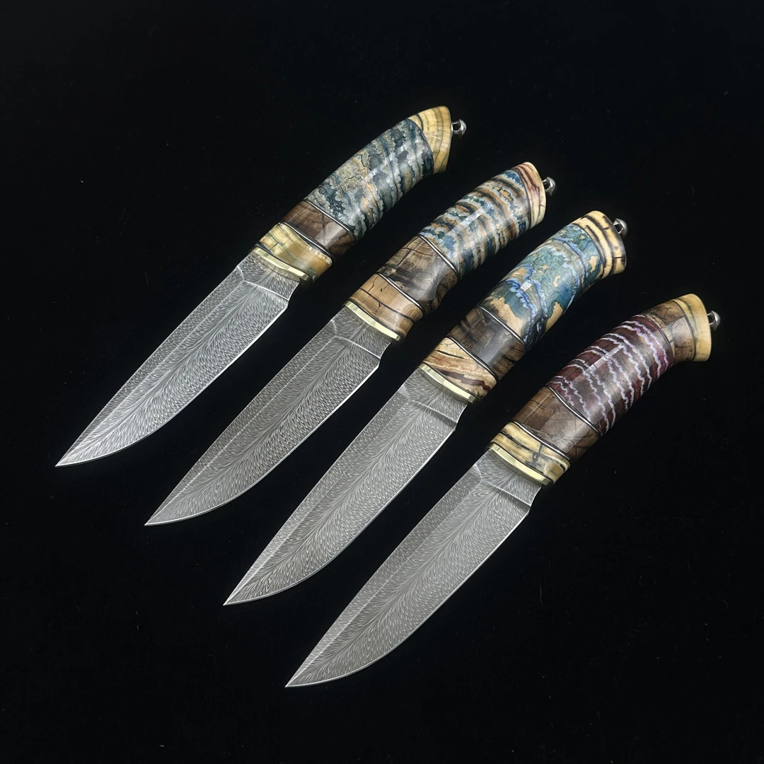 【無限】羽毛纹 大马士革折叠锻打 猛犸臼齿 冰料 高端手工水果刀