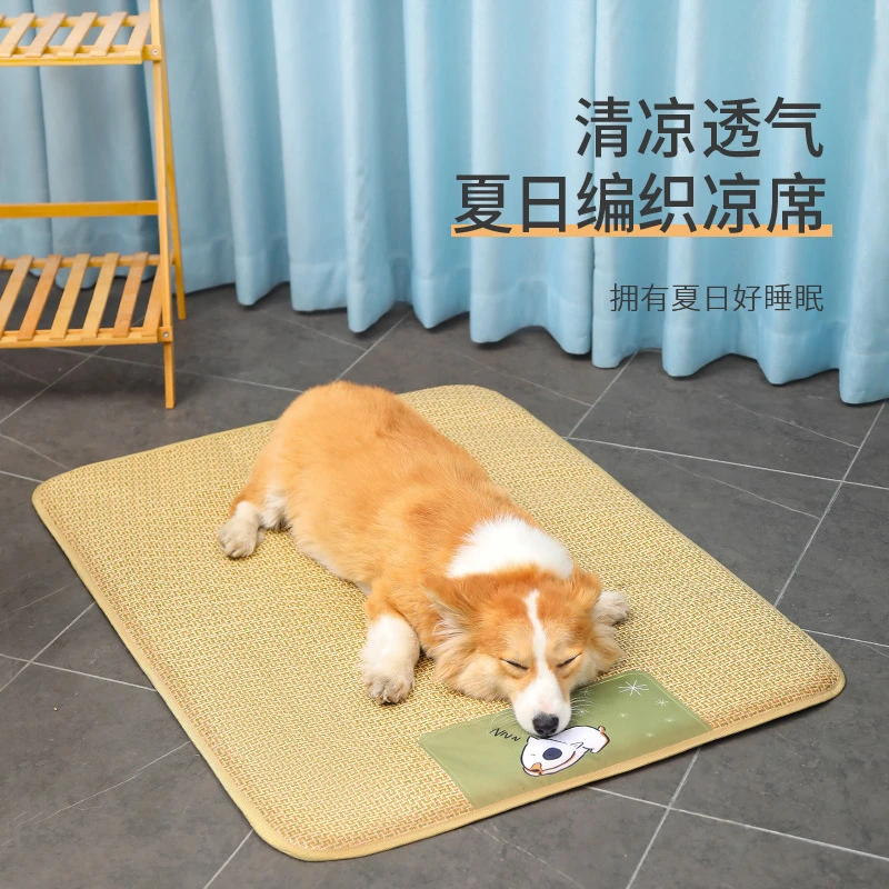 狗垫子睡觉用天然植物纤维层藤编透气凉席中大型宠物地垫宠物垫子