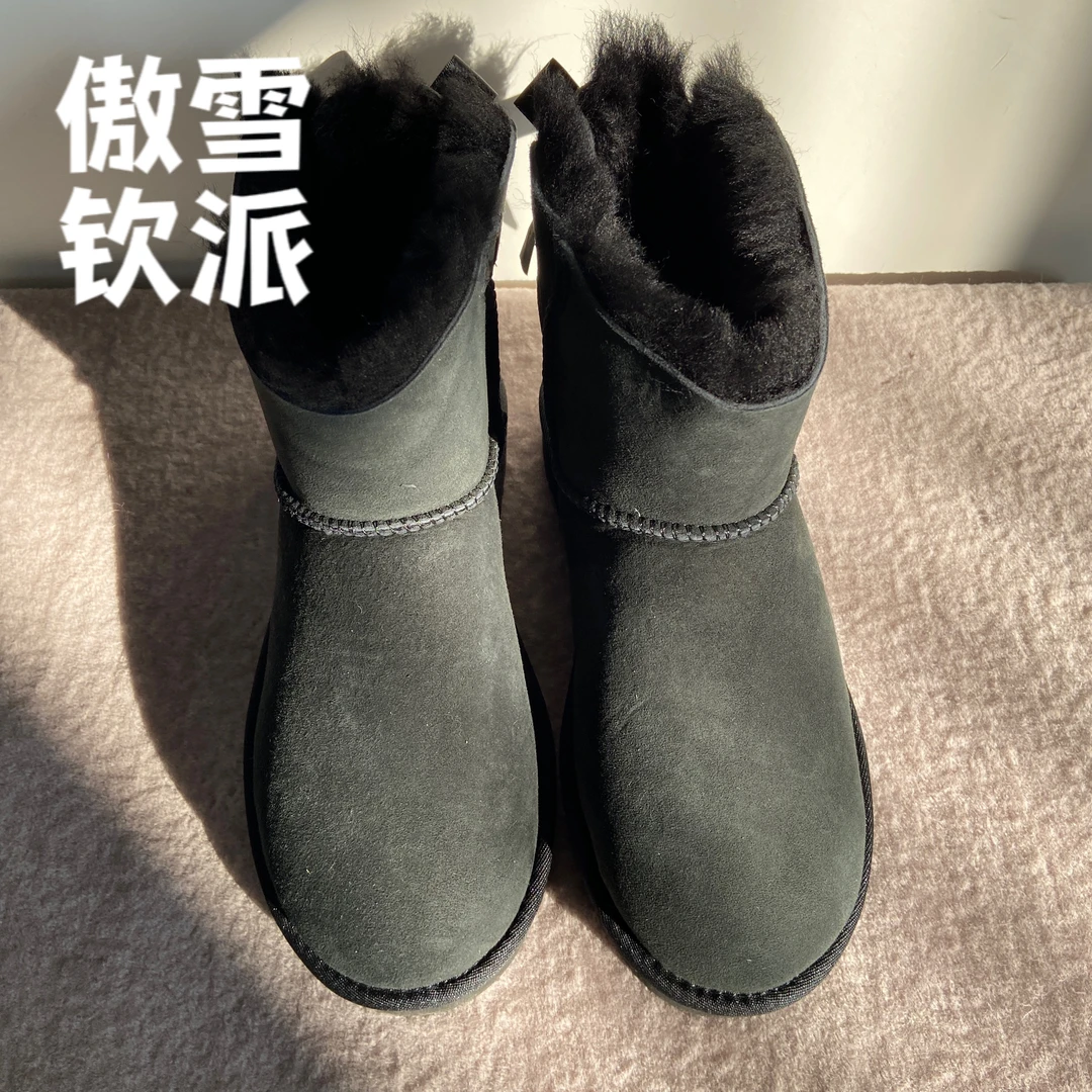 傲雪钦派 单丝带皮毛一体秋冬雪地靴女款加绒加厚棉鞋中筒保暖