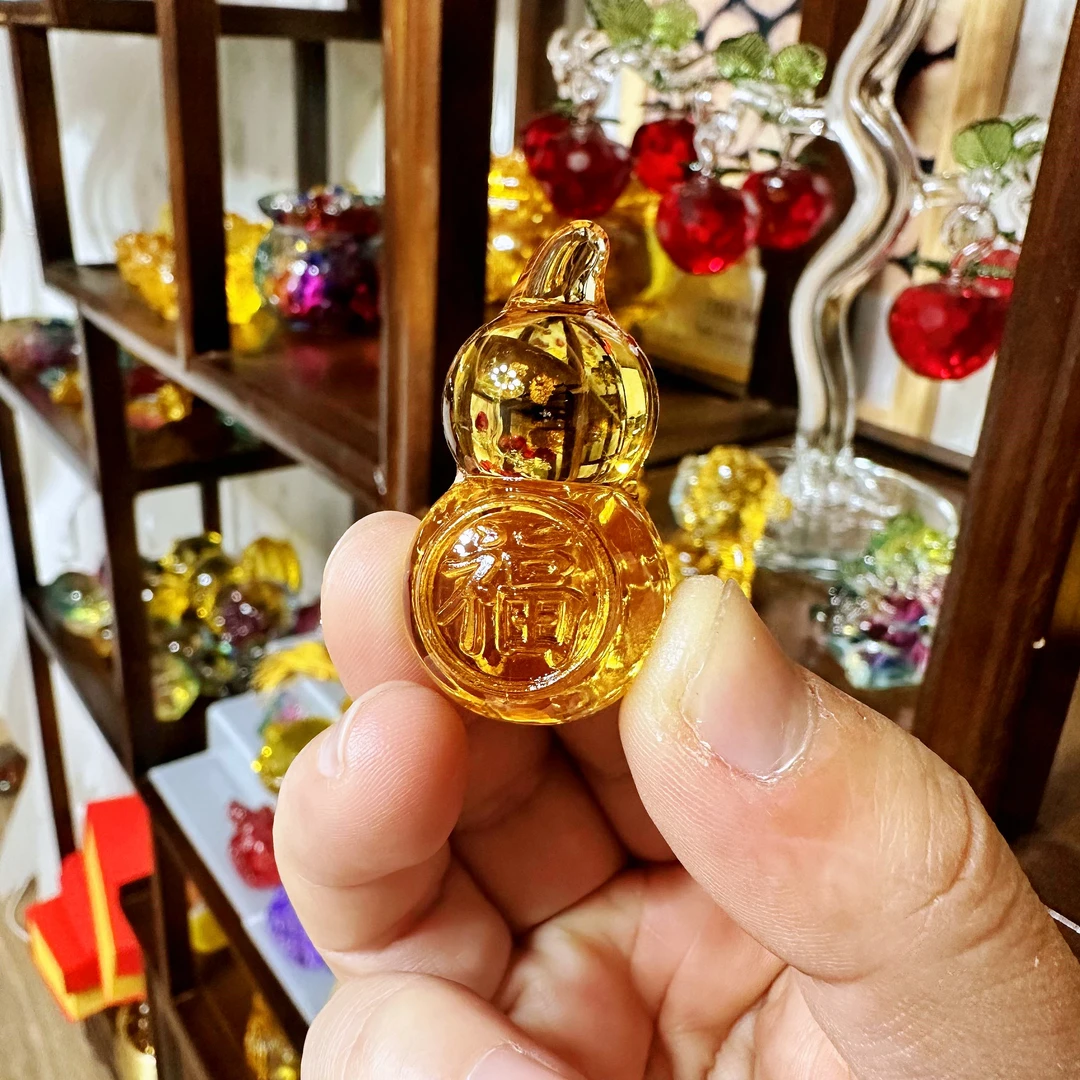 【直播】琉璃葫芦小物件金色黄色工艺品玻璃