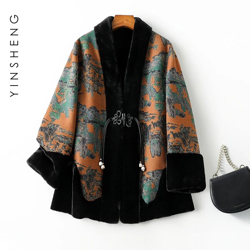 2024冬季新款 宽松双面穿 【国风古韵】貂绒皮毛一体大衣女 外套