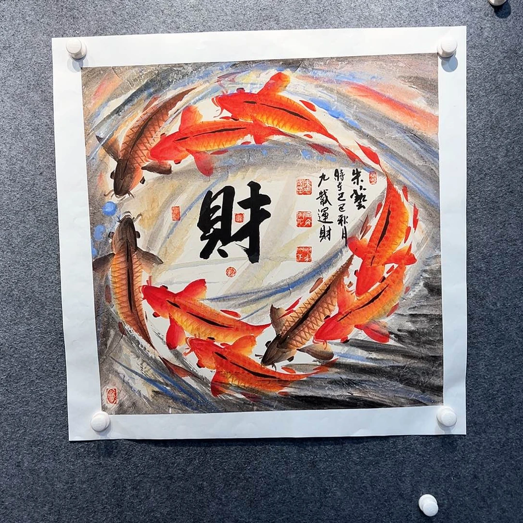 国画纯手绘画心原创