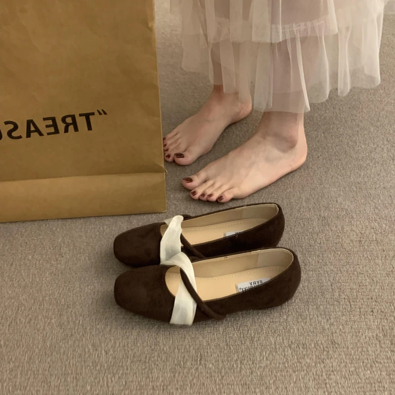 复古风磨砂绝美一脚蹬浅口单鞋女2025晚风气质百搭方头增高晚晚鞋