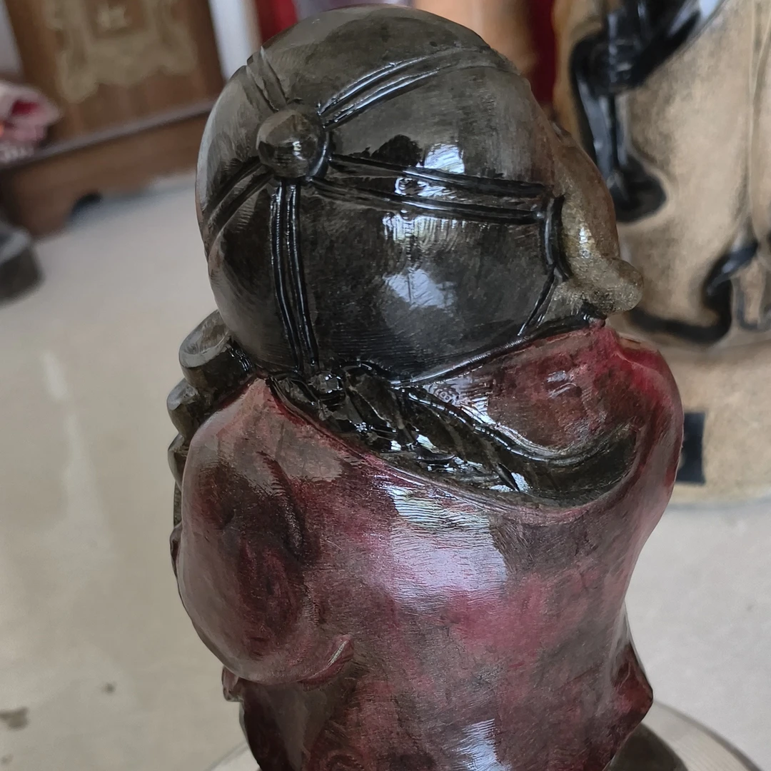 青石办公室桌摆室内彩绘摆件中式天然青石手工制作做工精细物超值