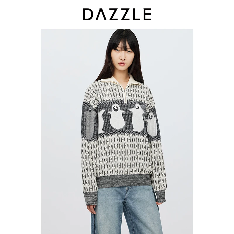 DAZZLE地素毛针织衫装小企鹅上衣2I3E4356B