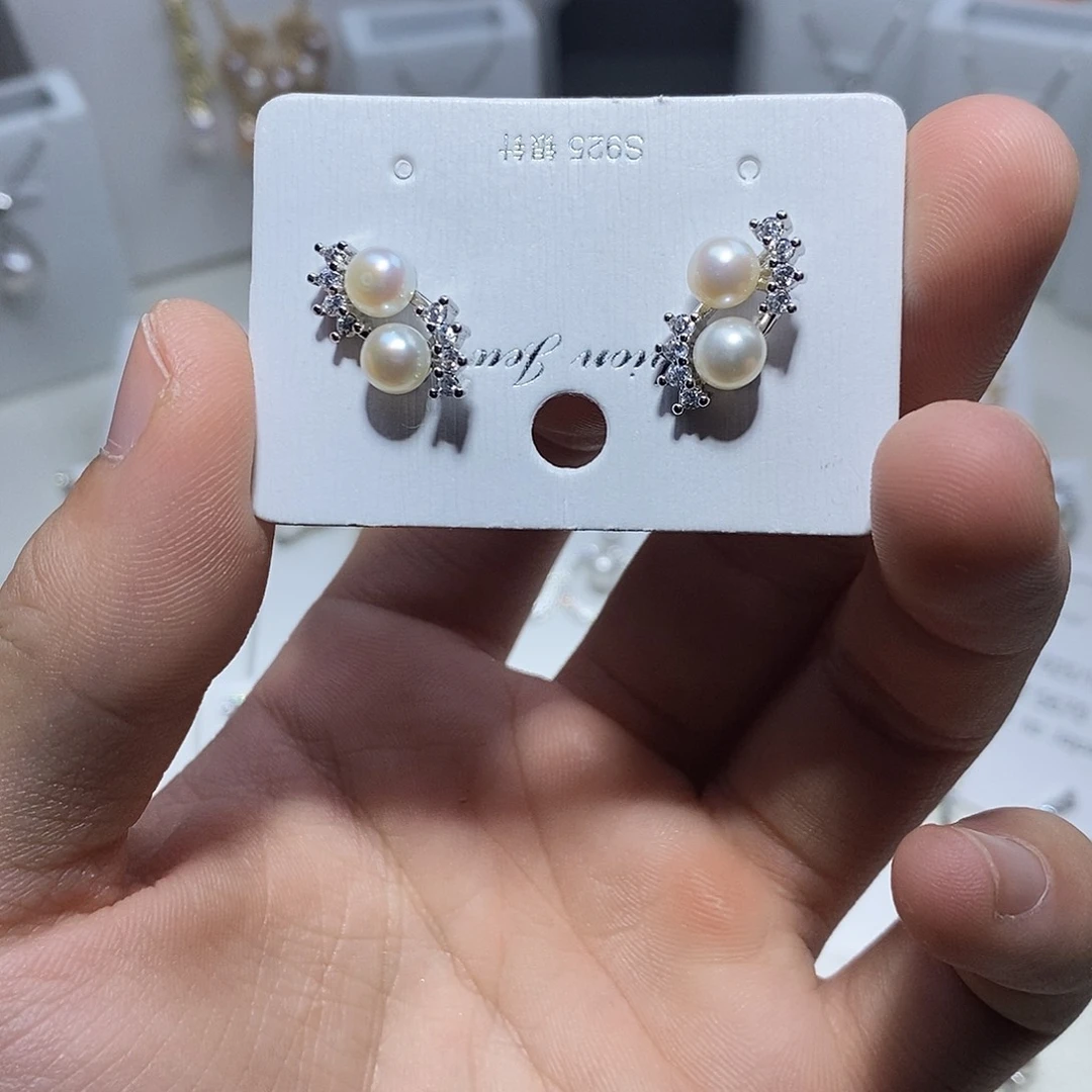 淡水珍珠耳饰银S925镶嵌