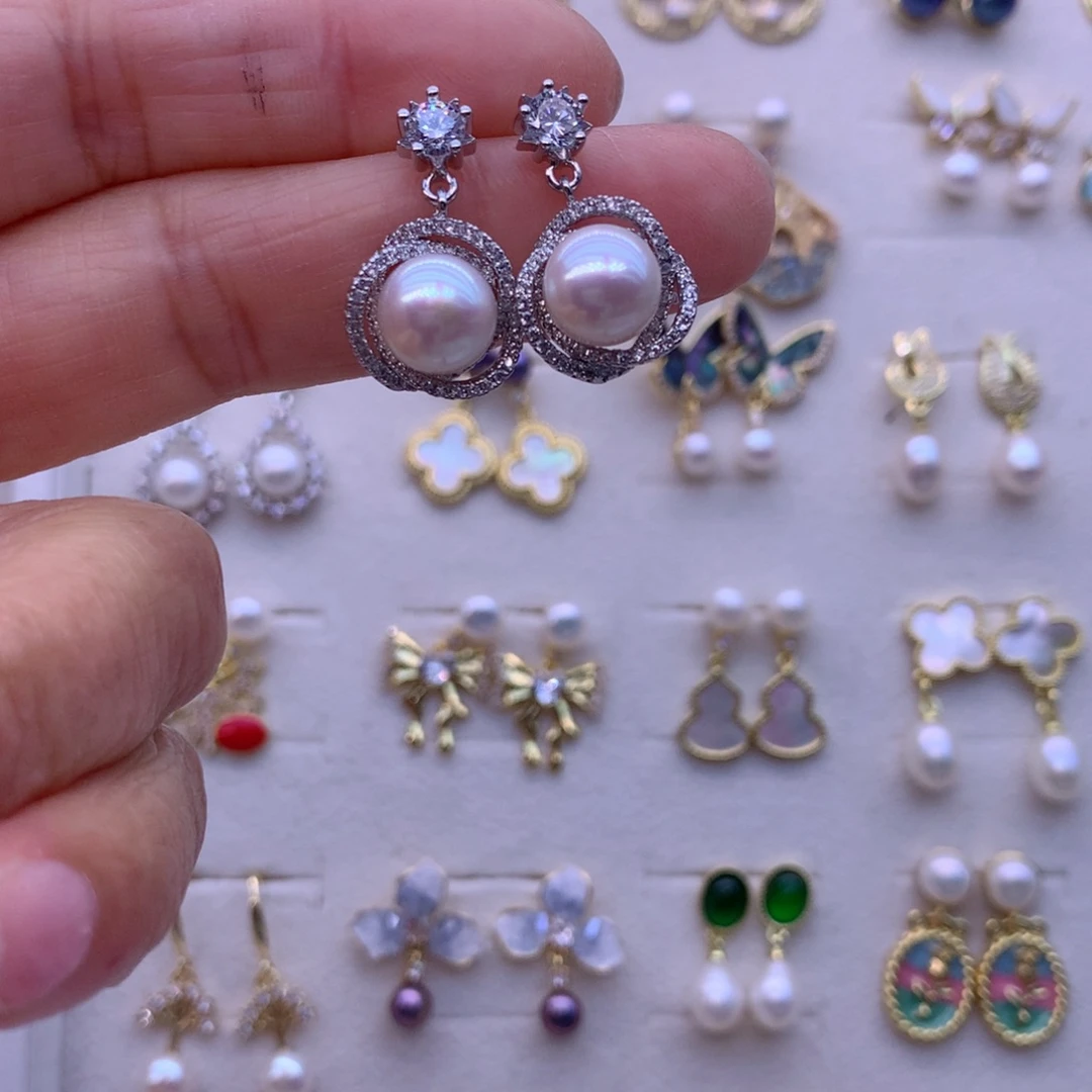 淡水珍珠耳饰合金