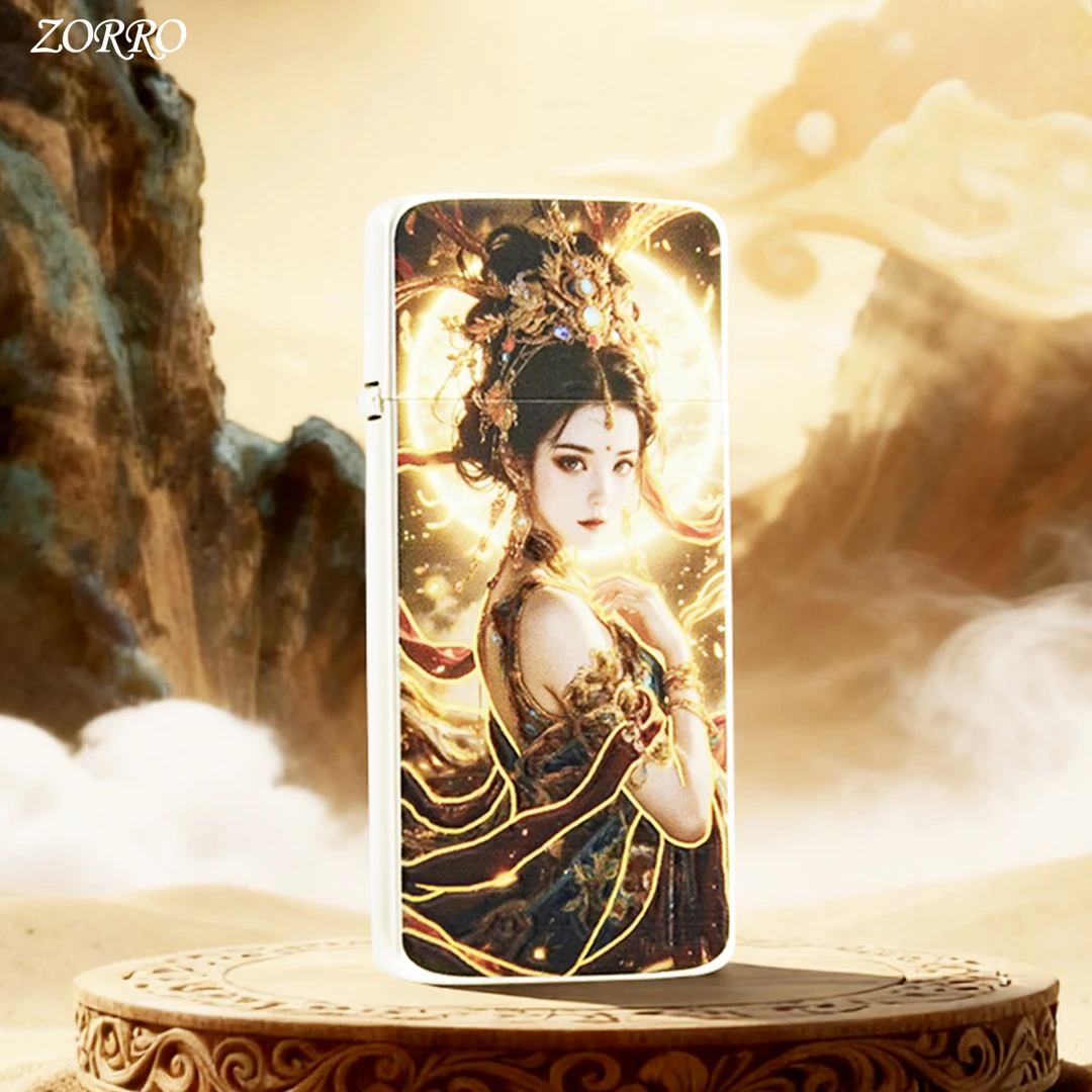 ZORRO佐罗二代女帝超薄纯铜新工艺鎏金描边珐琅彩绘打火机2025