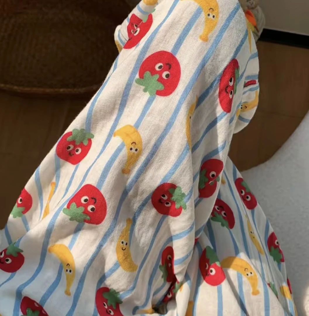 2025新款卡通西红柿舒适夏季款女睡裤宽松春夏款长裤甜美家居服女