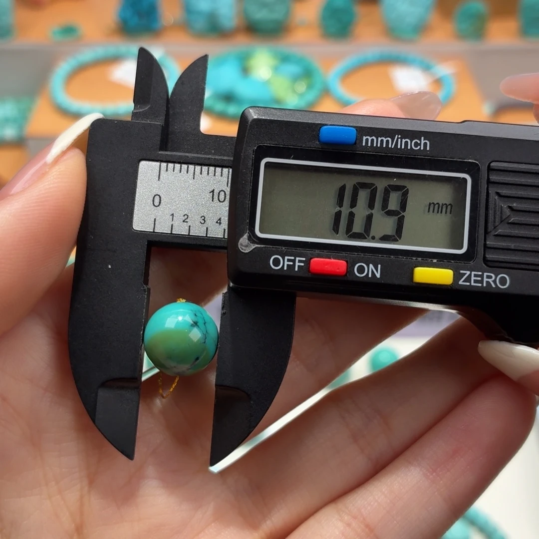 绿松石未镶嵌珠宝奇石特色水波纹圆珠