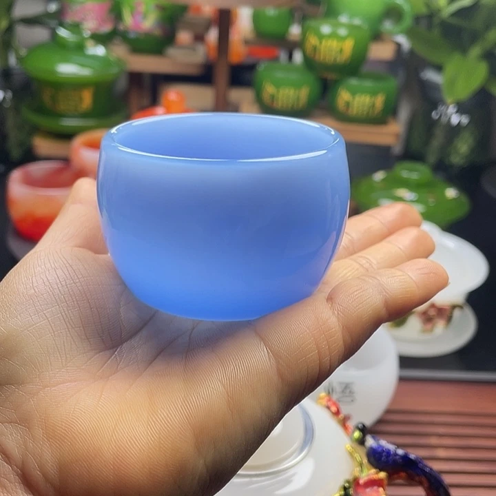 琉璃手工艺品玉瓷琉璃主人杯蓝