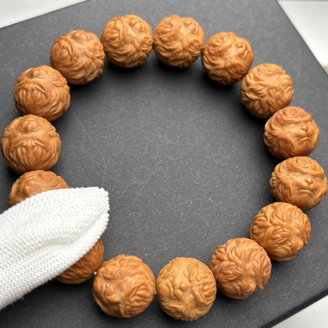 【歪嘴大圣】聚宝盆精雕猴头手串15-16mm二等微瑕款