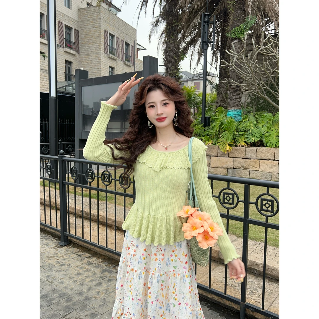 温敏er【鱼姬少女】早春少女感穿搭针织上衣MX9019475