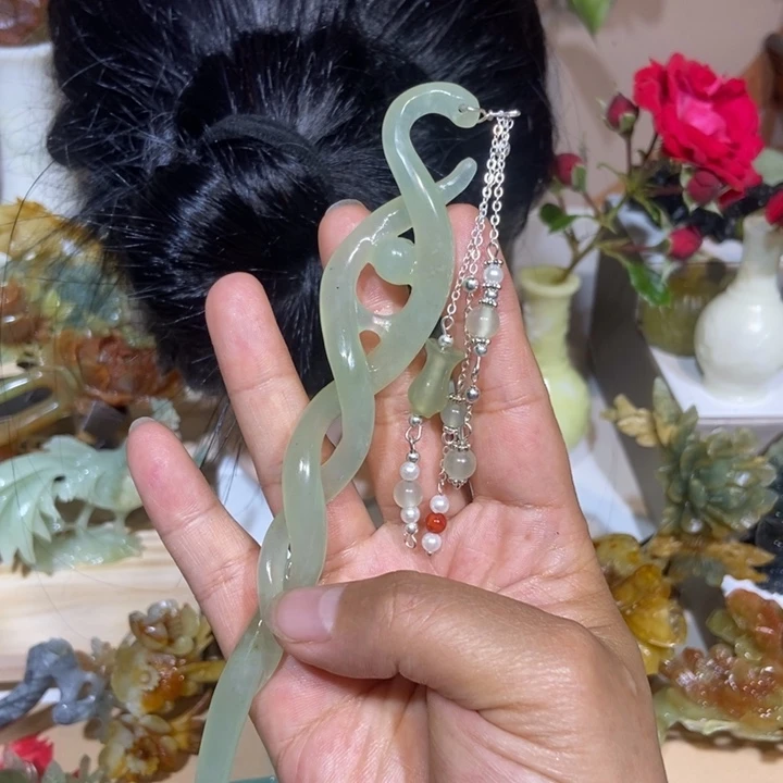 蛇纹石玉未镶嵌发饰十*月