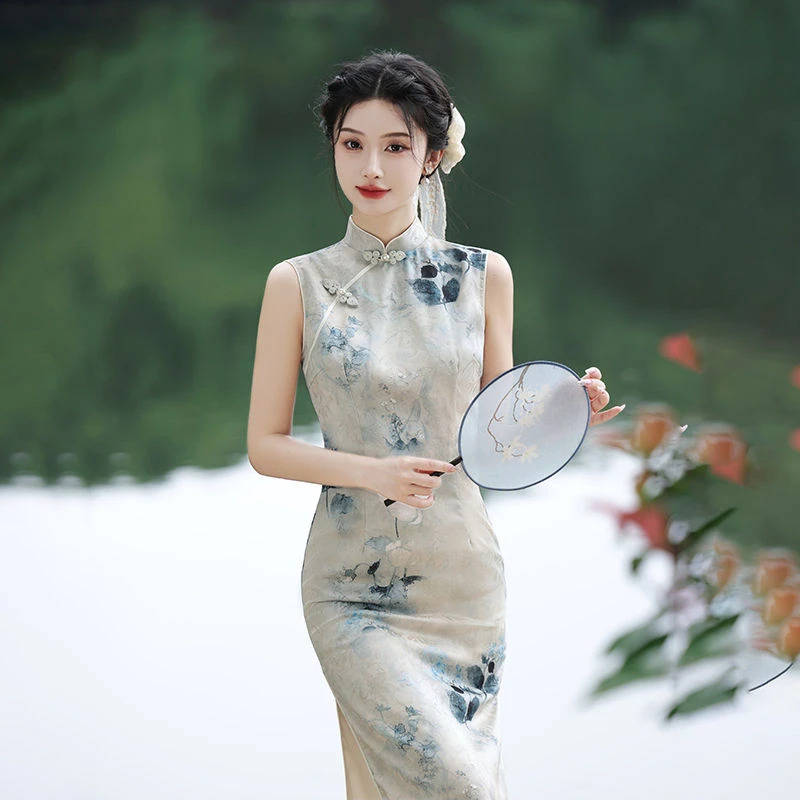 汀玥苓旗袍2025新款气质高端年轻款夏季无袖连衣裙新中式国风日常